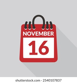 November 16 Calendar icon vector illustration.