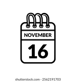 November 16 Calendar icon vector illustration.