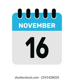 november 16 calendar icon Vector page month design