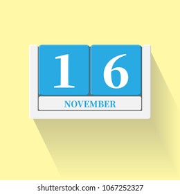 November 16. Vector flat daily calendar icon. Date and time, day, month. Holiday. Season.