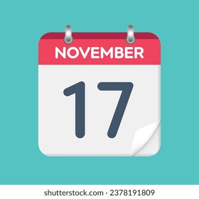 November 17. Calendar date.  A leaf of the flip calendar.