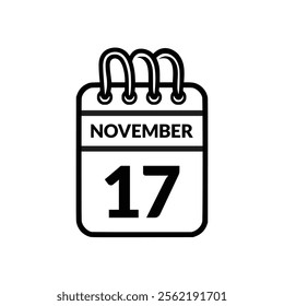 November 17 Calendar icon vector illustration.