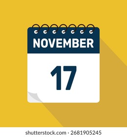 17 de novembro calendário ícone vetor ilustração com design