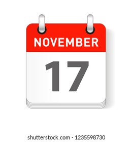 November 17 date visible on a page a day organizer calendar