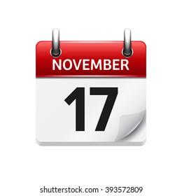 November 17 . Vector flat daily calendar icon. Date and time, day, month. Holiday.