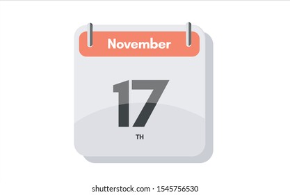 November 17th calendar icon. Day 17 of month. Vector illustration.