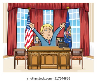 November 18, 2016: Caricature character illustration of Donald Trump