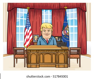 November 18, 2016: Caricature character illustration of Donald Trump