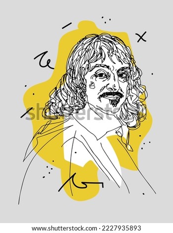 November. 18, 2022: Rene Descartes. Vector minimal line hand drawn illustration. Foto stock © 