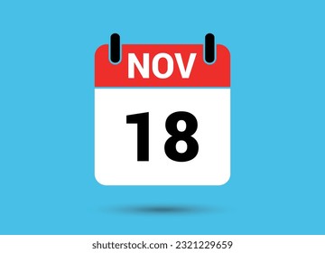 18. November Kalenderdatum flaches Symbol Tag 18 Vektorgrafik