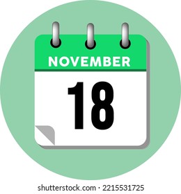 November 18 Calendar Icon. November