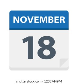 November 18 - Calendar Icon - Vector Illustration