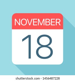 November 18 - Calendar Icon - Vector Illustration