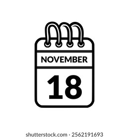 November 18 Calendar icon vector illustration.