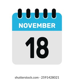 november 18 calendar icon Vector page month design