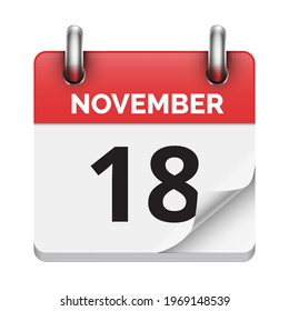 November 18 flat daily realistic calendar icon date vector image