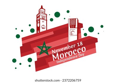 November 18. Independence Day of Morocco vector illustration. Suitable for greeting card, poster and banner.