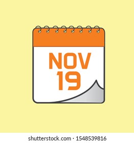 November 19 calendar day vector design