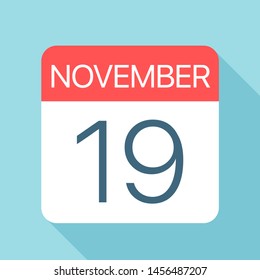 November 19 - Calendar Icon - Vector Illustration