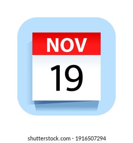 November 19. Calendar Icon. Vector Illustration.