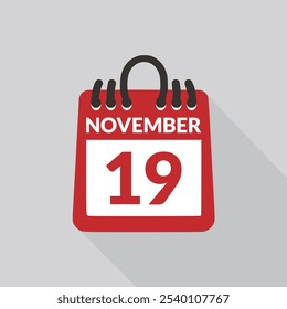 19 de novembro Ícone calendário ilustração vetorial.
