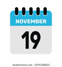 november 19 calendar icon Vector page month design