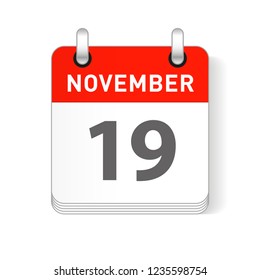 November 19 date visible on a page a day organizer calendar