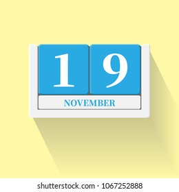 November 19. Vector flat daily calendar icon. Date and time, day, month. Holiday. Season.