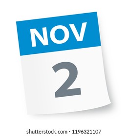 November 2 - Calendar Icon - Vector Illustration