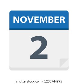November 2 - Calendar Icon - Vector Illustration