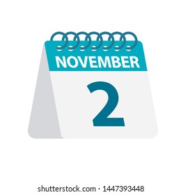 November 2 - Calendar Icon - Vector Illustration