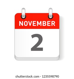 November 2 date visible on a page a day organizer calendar