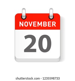 November 20 date visible on a page a day organizer calendar