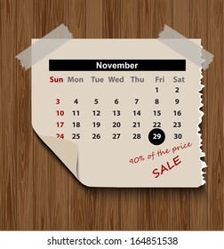 November 2013 Black Friday  calendar design. 