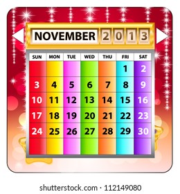 November 2013 calendar. 12 months. Happy new year. Vector illustration.