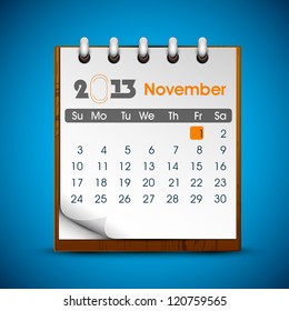 November 2013 calender. EPS 10.