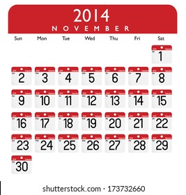 November 2014 Calendar Vector.