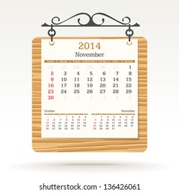 november 2014 - calendar - vector illustration
