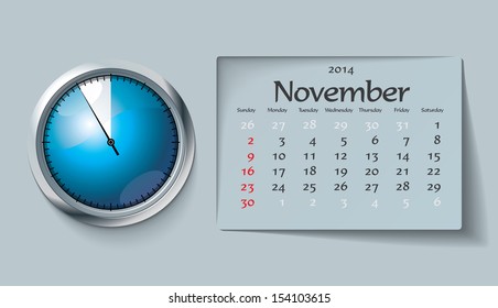 november 2014 - calendar - vector illustration