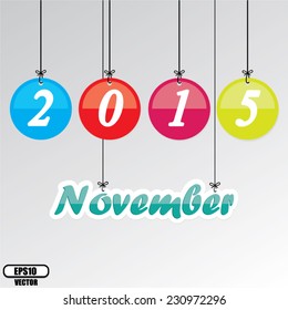 November 2015 hanging design colorful circle, Vector.