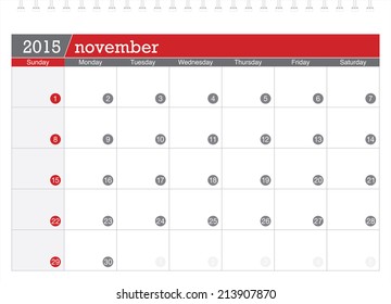 November 2015 planning calendar