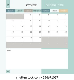 November 2016 Calendar