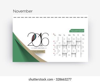 November 2016 calendar design.
