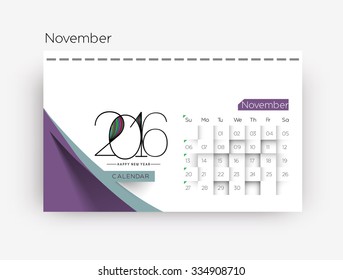 November 2016 calendar design.