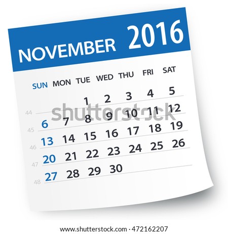 November 2016 calendar leaf - Illustration