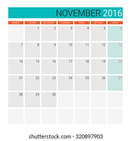 November 2016 calendar (or desk planner)