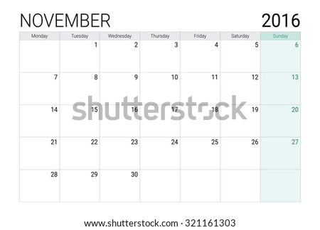 November 2016 calendar (or desk planner)