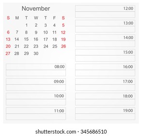 November 2016.Calendar planner 2016.Calendar vector template.