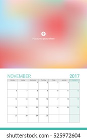 November 2017 calendar with space for your picture