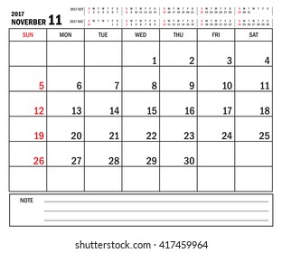 November 2017 -planning calendar / Calendar to schedule monthly - November 2017
